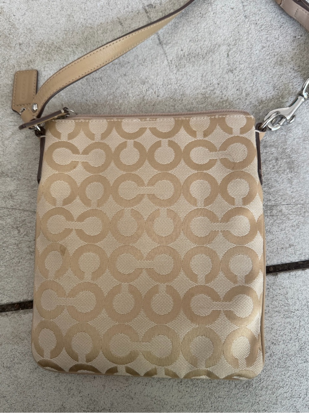 Coach Beige Signature Crossbody Bag with Silver-Tone Hardware - Picture 3 of 3